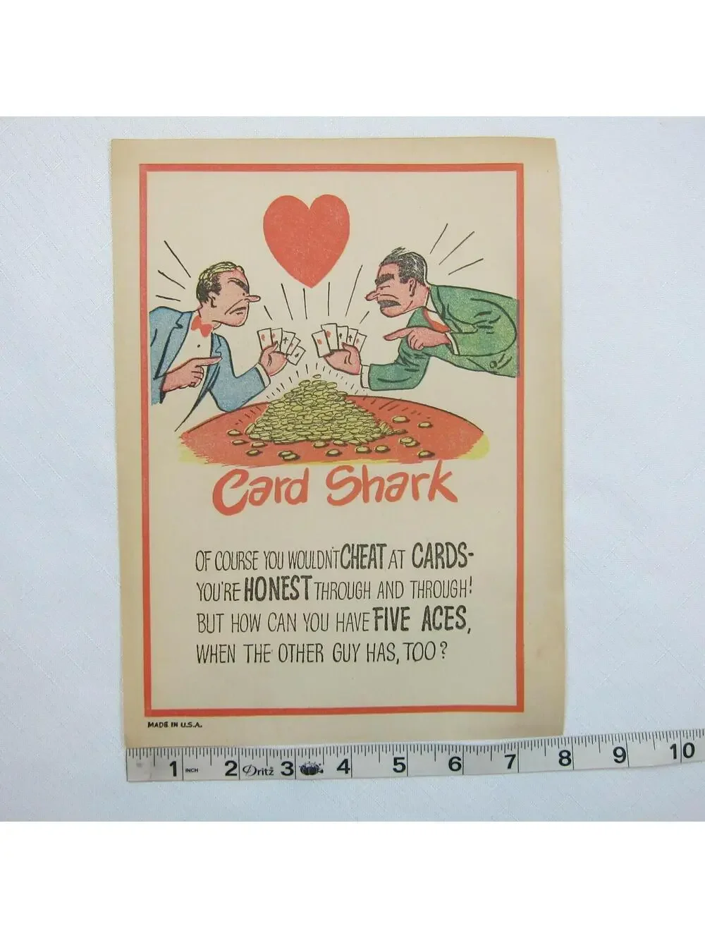 Vintage Vinegar Valentine Card Shark Penny Dreadful Sarcasm Insult Poem Ephemera